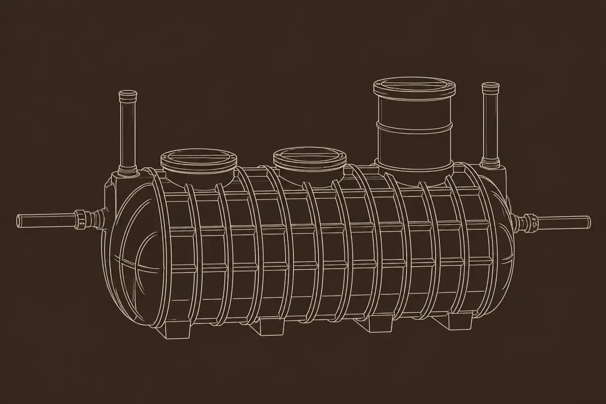 Outline illustration of an above-ground holding tank